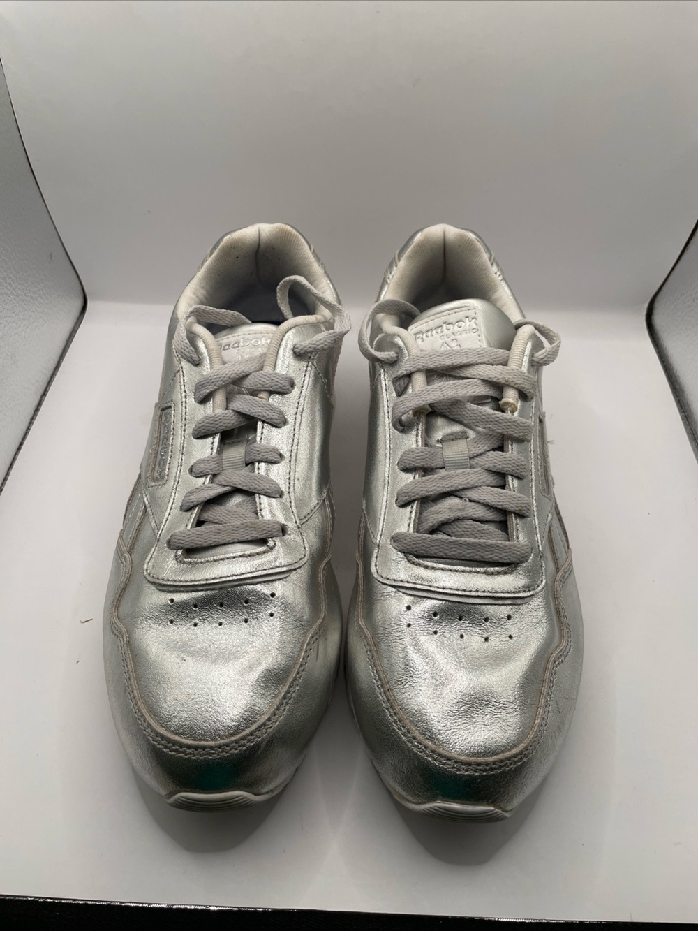 Reebok Silver Leather Women's Trainers Running Sneakers Size 9.5 M